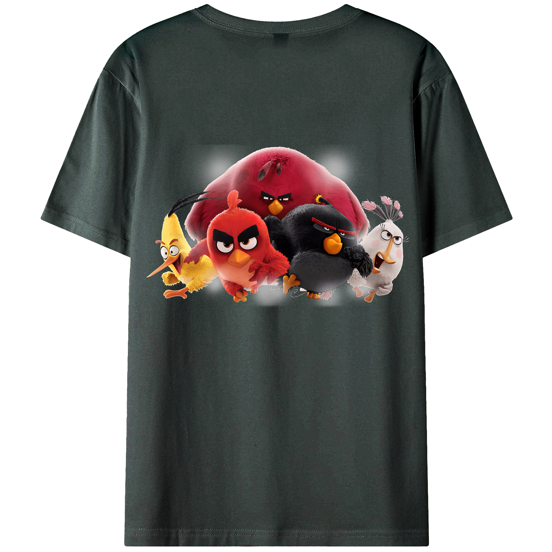 （画像用） Angry Birds アングリーバード 綿100％ メンズ半袖Tシャツ（バックプリント） 通気性